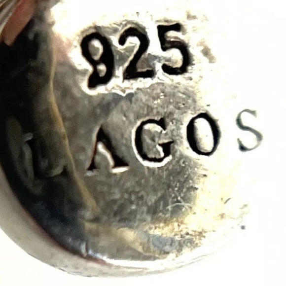 Lagos Sterling Silver Small Caviar Hoop Earrings w/ 14K Gold Posts, 5.45g - Picture 5 of 14